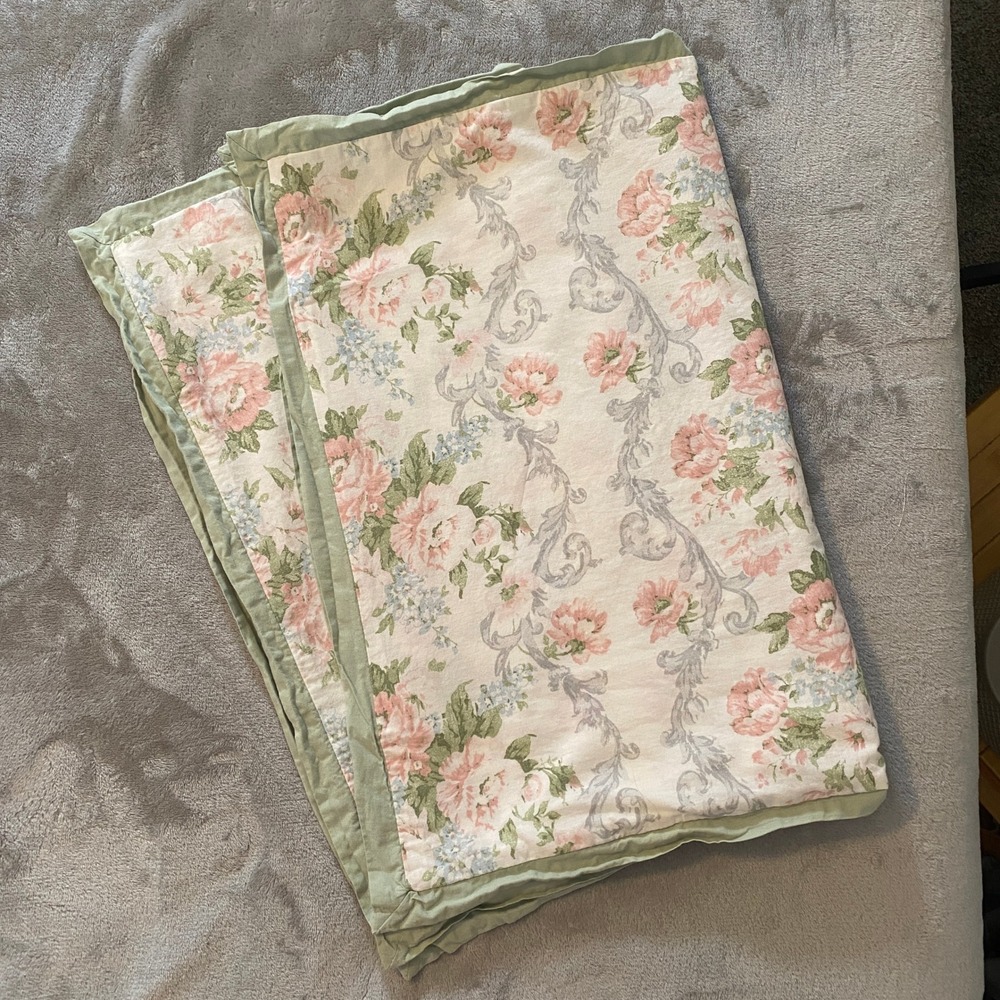 Laura Ashley Pillow Sham Set Standard Pastel Floral Cotton Shabby Chic Victorian